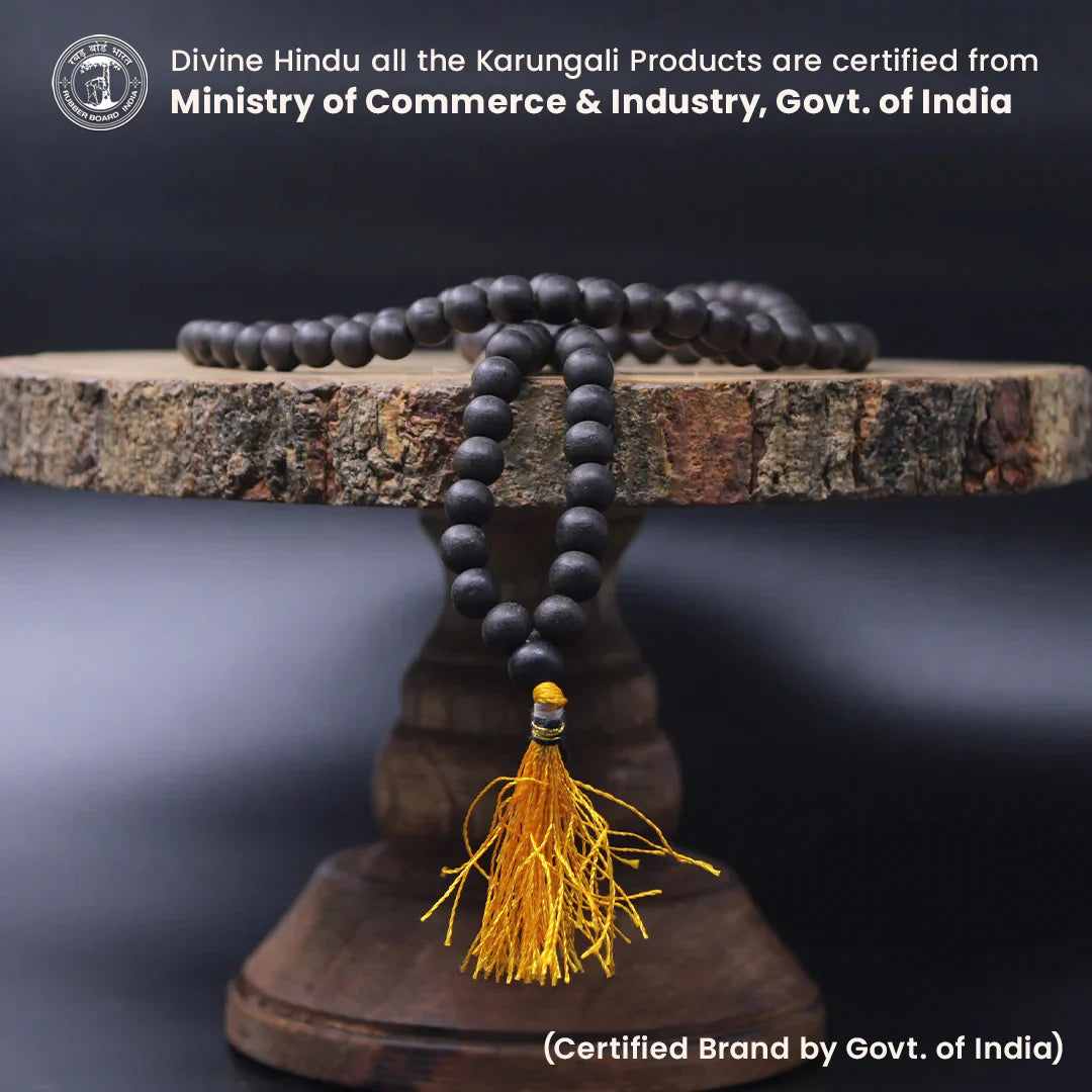 Original Karungali Malai sacred Blackwood Beads for protection & Power Govt. Certification